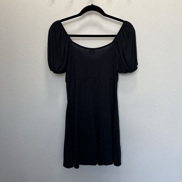 Blue Rein x Francesca’s | Black V-Neck Puff Sleeve Mini Dress Small NWT Soft - Picture 6 of 6
